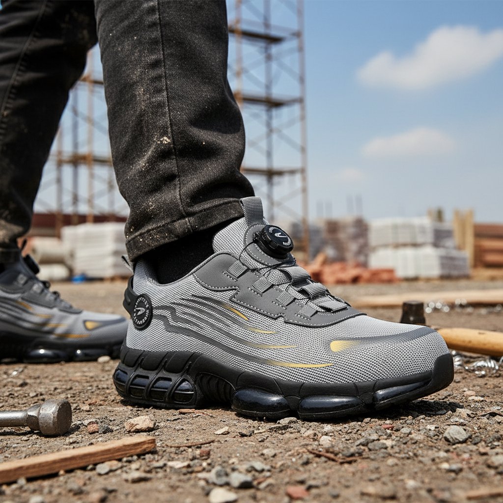 Men's Steel Toe Shoes with Rotary Dial Lacing and Cushioned Sneaker Sole for Work - Image 7