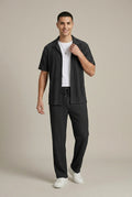 Men's Textured Stripe Shirt and Tailored Trousers Set — detail view