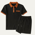 Men's Waffle Polo and Drawstring Shorts Set — side view