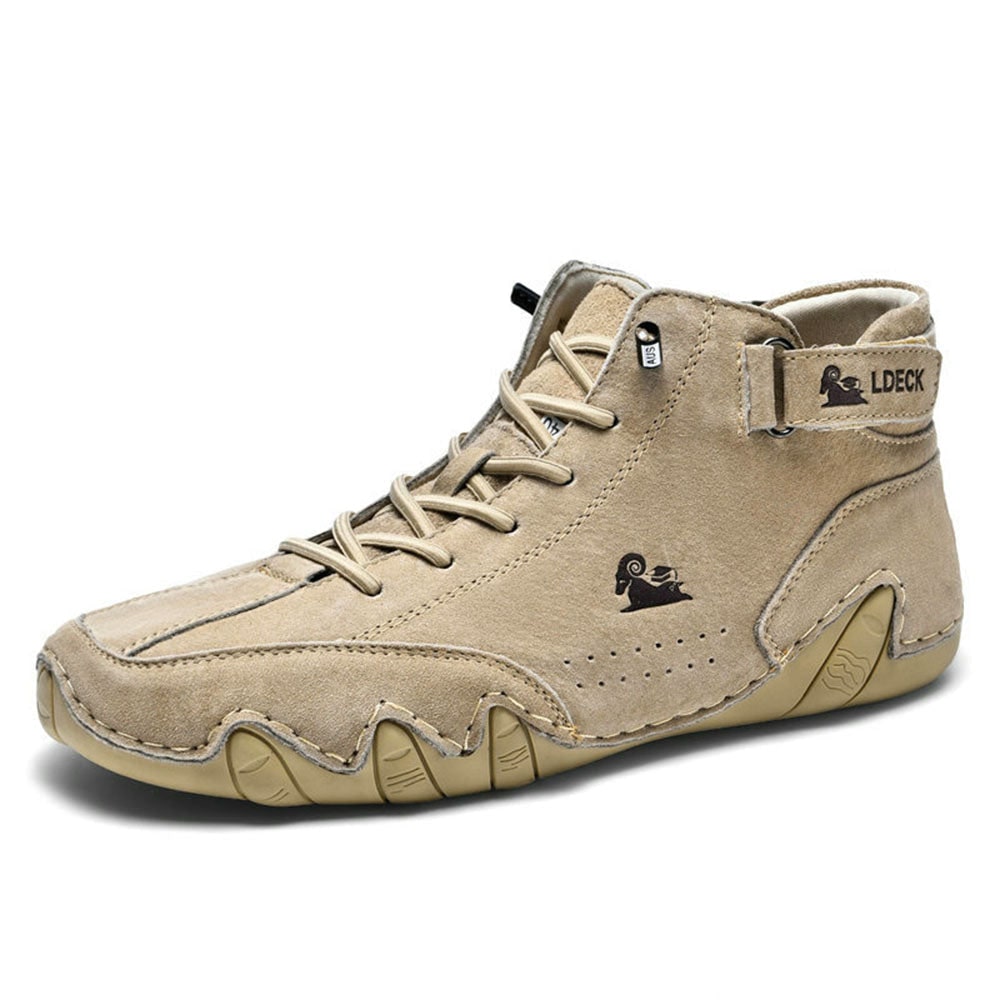 Mens Waterproof Casual Leather Boots Lace Up High Top Ankle Strap Shoes - Image 3