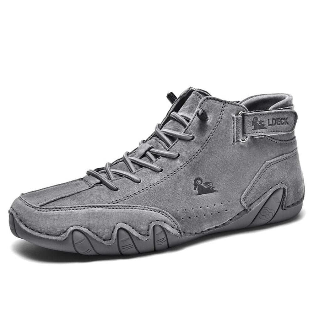 Mens Waterproof Casual Leather Boots Lace Up High Top Ankle Strap Shoes - Image 4