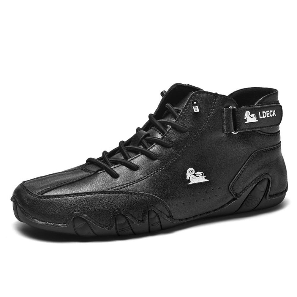 Mens Waterproof Casual Leather Boots Lace Up High Top Ankle Strap Shoes - Image 5