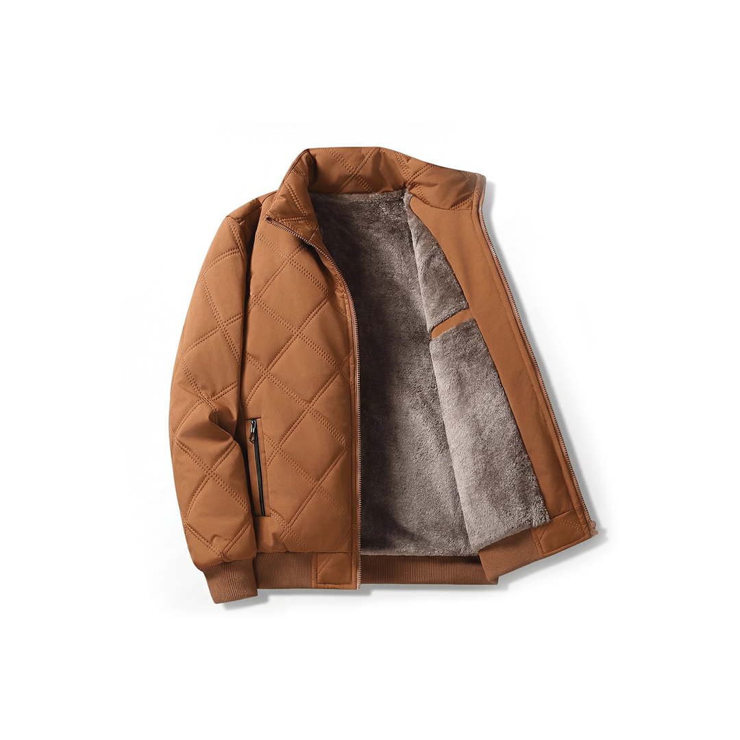 Men's Winter Jackets with Diamond Quilted Exterior and Fleece Lining - Image 1