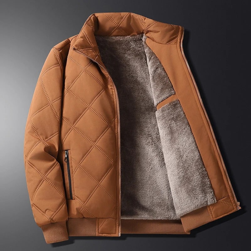 Men's Winter Jackets with Diamond Quilted Exterior and Fleece Lining - Image 2