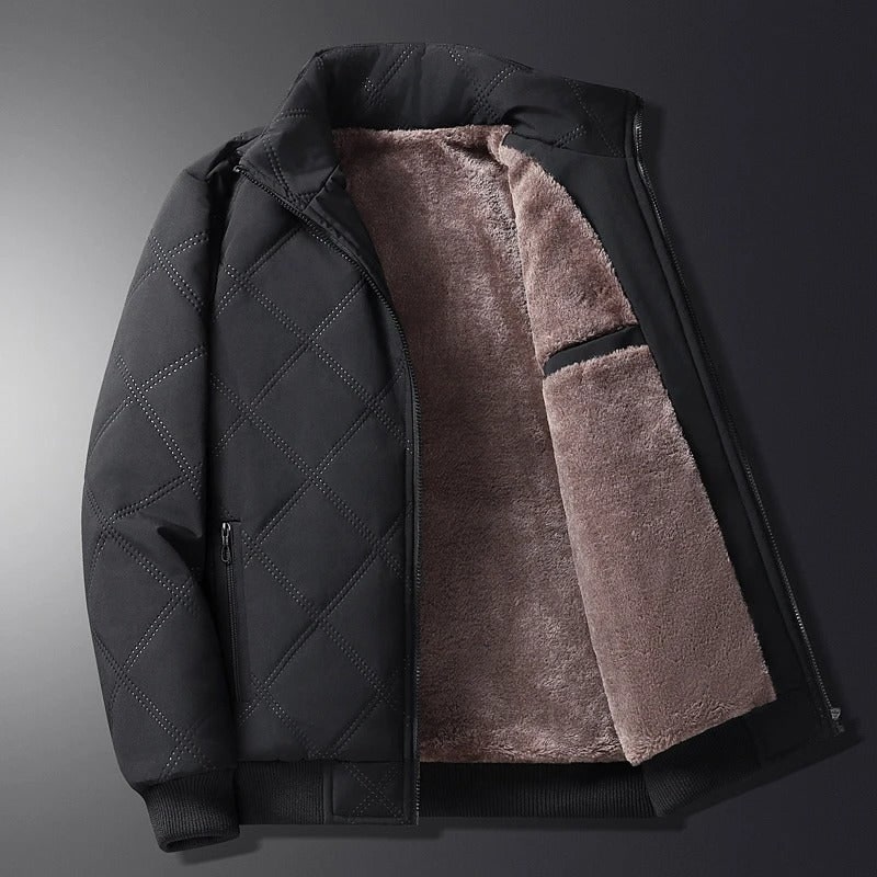 Men's Winter Jackets with Diamond Quilted Exterior and Fleece Lining - Image 3