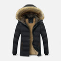 Men's Winter Jackets with Fleece Lining Faux Fur Hood and Quilted Puffer Design - Image 1
