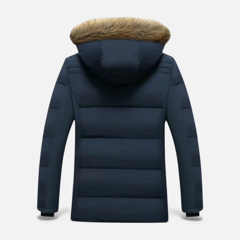 Men's Winter Jackets with Fleece Lining Faux Fur Hood and Quilted Puffer Design - Image 4