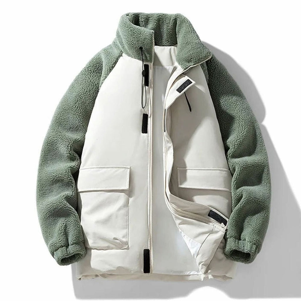 Men's Winter Jackets with Sherpa Sleeves and Color-Block Design - Image 2