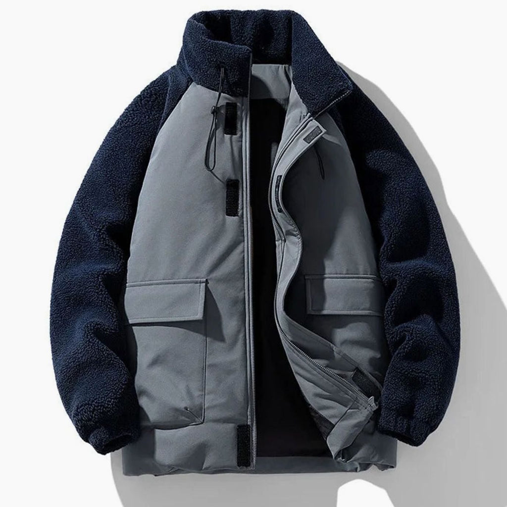 Men's Winter Jackets with Sherpa Sleeves and Color-Block Design - Image 4
