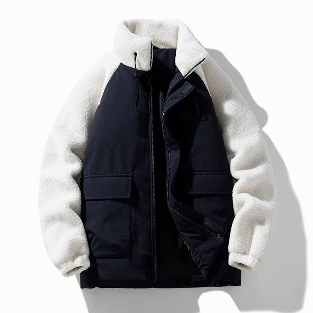 Men's Winter Jackets with Sherpa Sleeves and Color-Block Design - Image 5