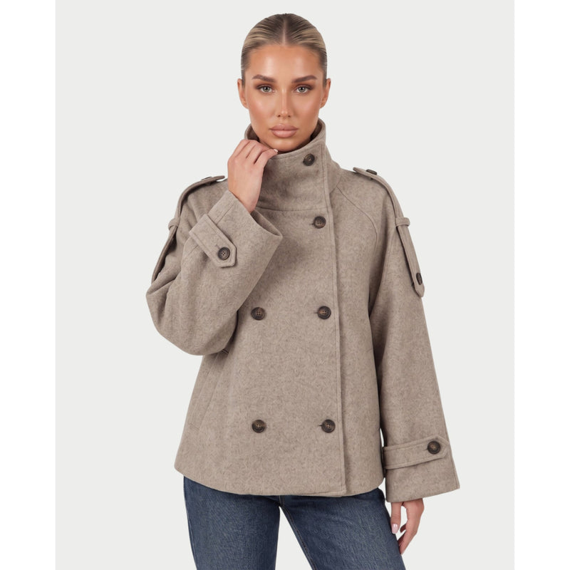 The High-Collar Cape Coat

