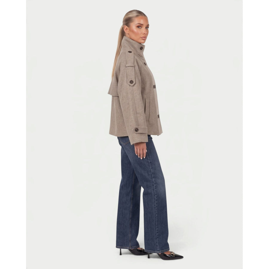 The High-Collar Cape Coat
