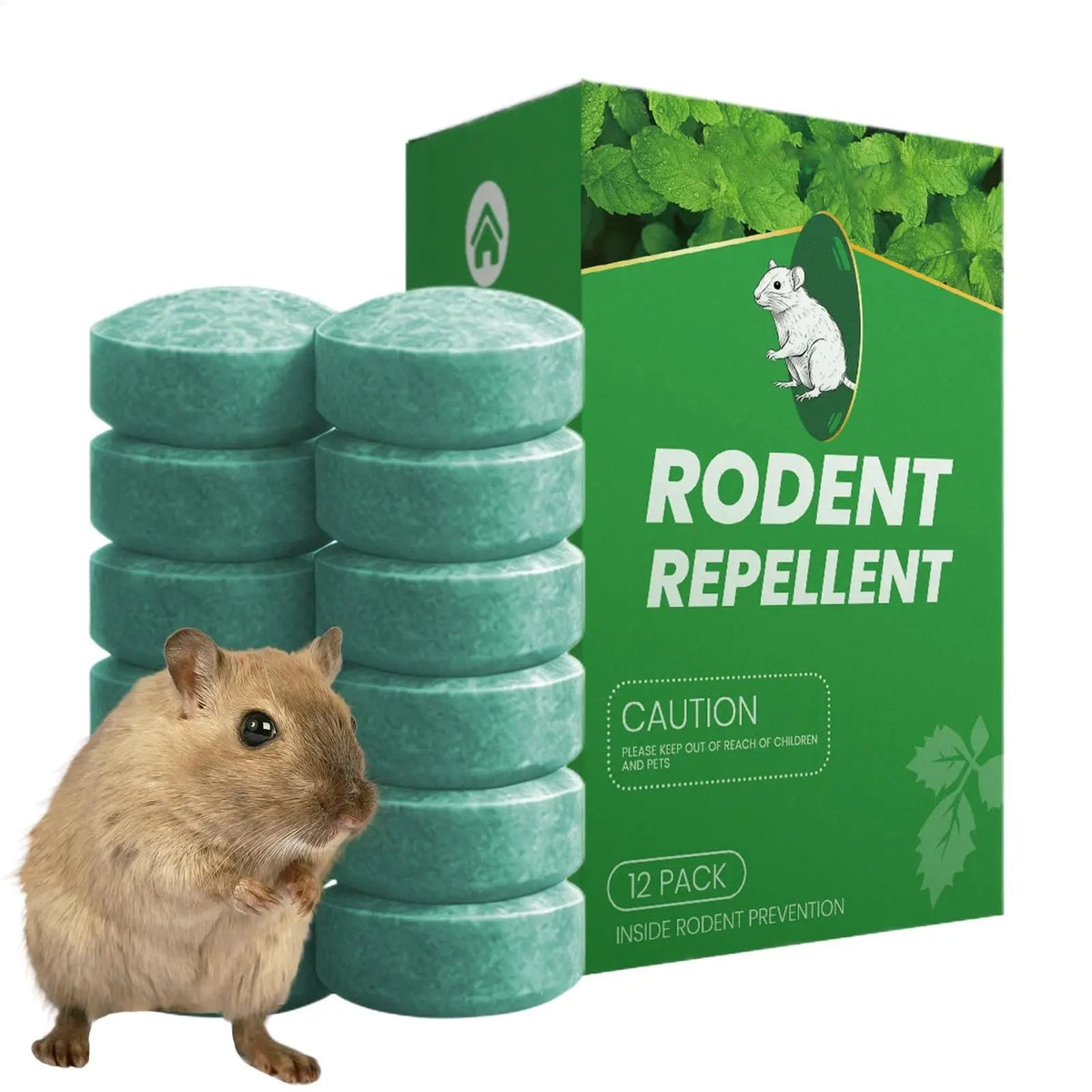 Mice and Rodent Repellent with Peppermint Oil Natural Deterrent Tablets 12-Pack - Image 1