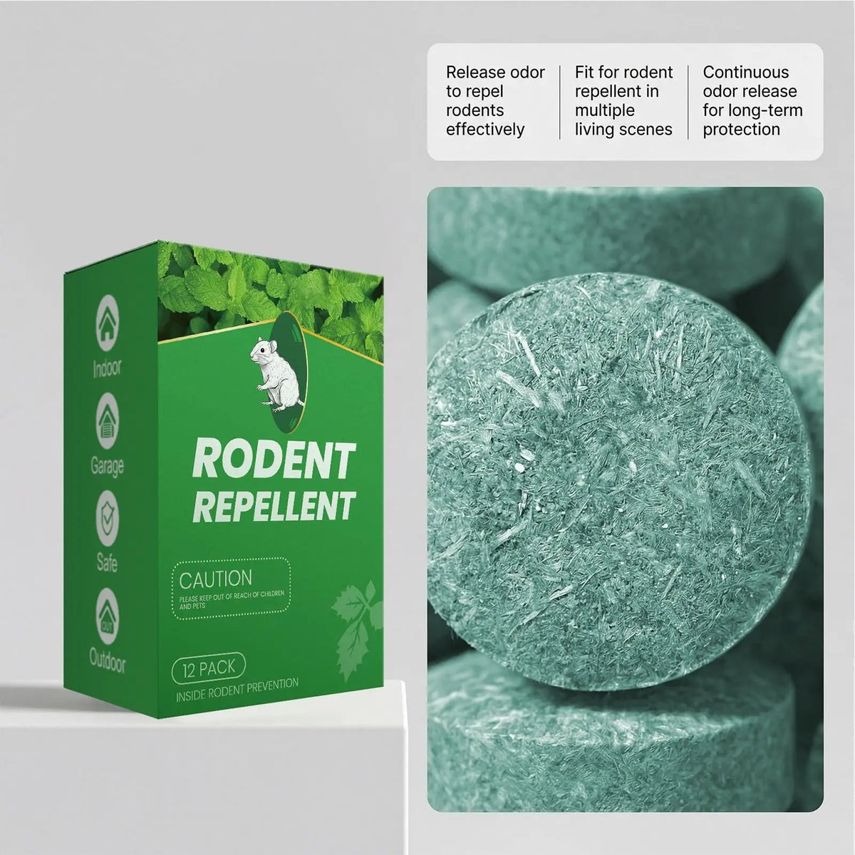 Mice and Rodent Repellent with Peppermint Oil Natural Deterrent Tablets 12-Pack - Image 6