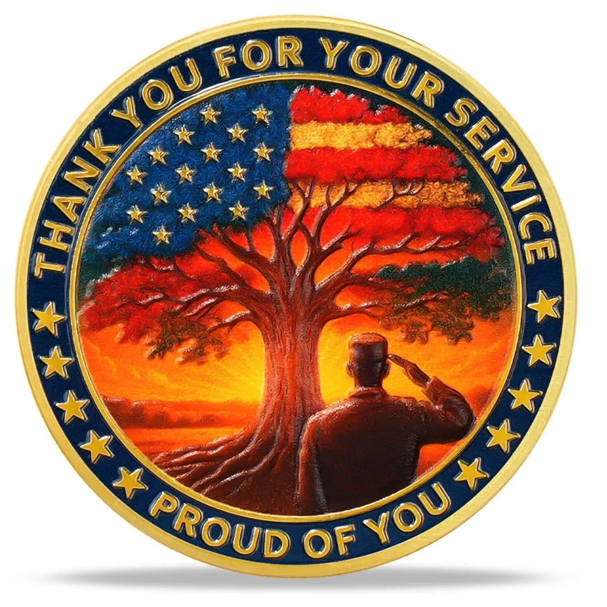 Military Challenge Coin with Patriotic Eagle and Battlefield Cross Design - Image 3