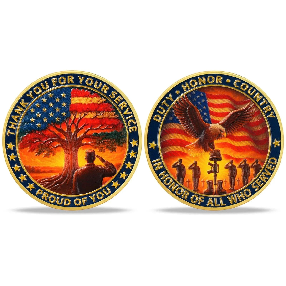 Military Challenge Coin with Patriotic Eagle and Battlefield Cross Design - Image 5