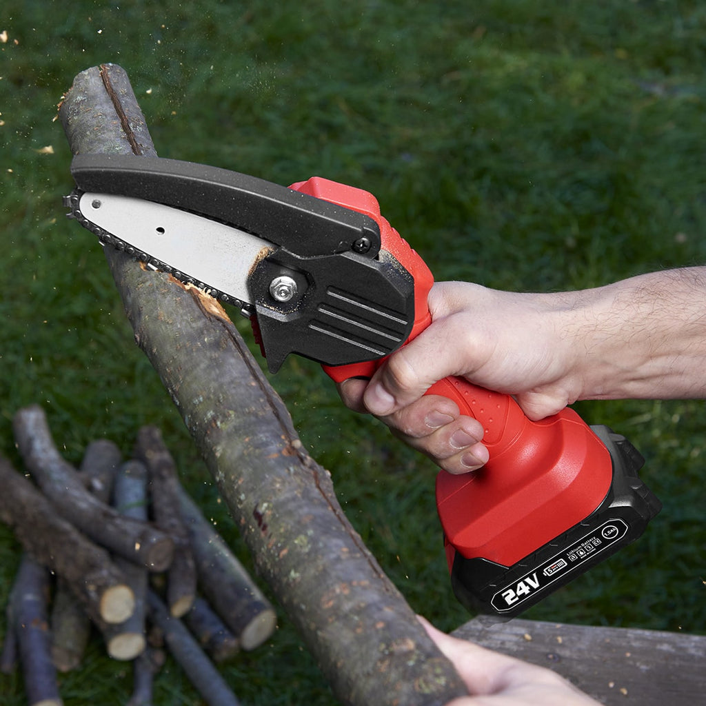 Mini Chainsaw Battery Powered Cordless Rechargeable Portable Handheld Metal - Image 1