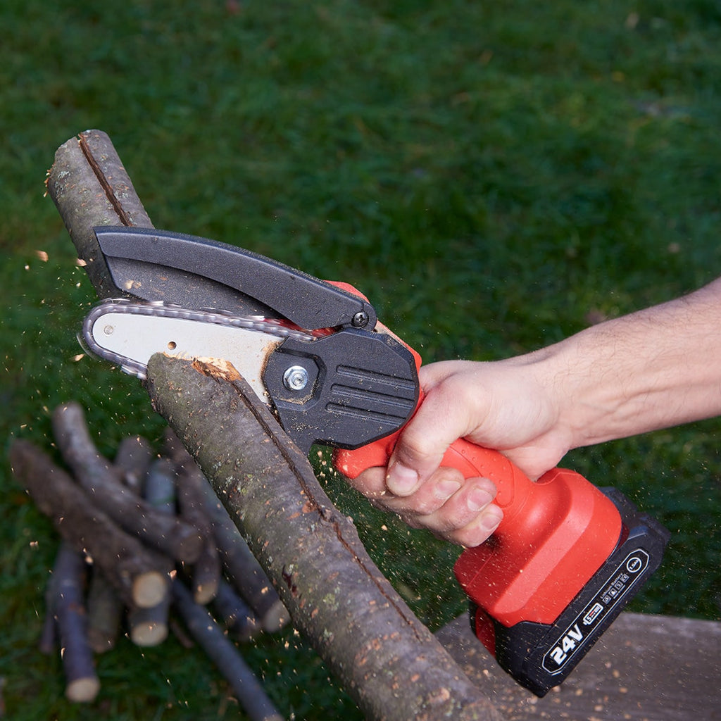 Mini Chainsaw Battery Powered Cordless Rechargeable Portable Handheld Metal - Image 4