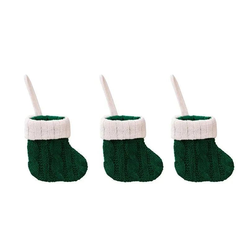Mini Christmas Stockings Knitted with Cable Knit and White Cuff - Image 3