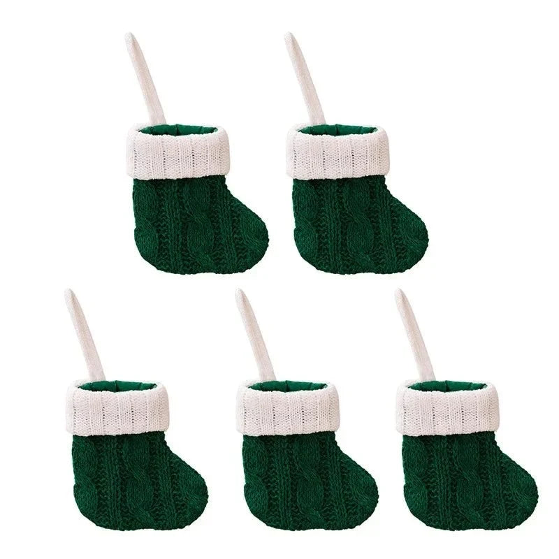 Mini Christmas Stockings Knitted with Cable Knit and White Cuff - Image 5