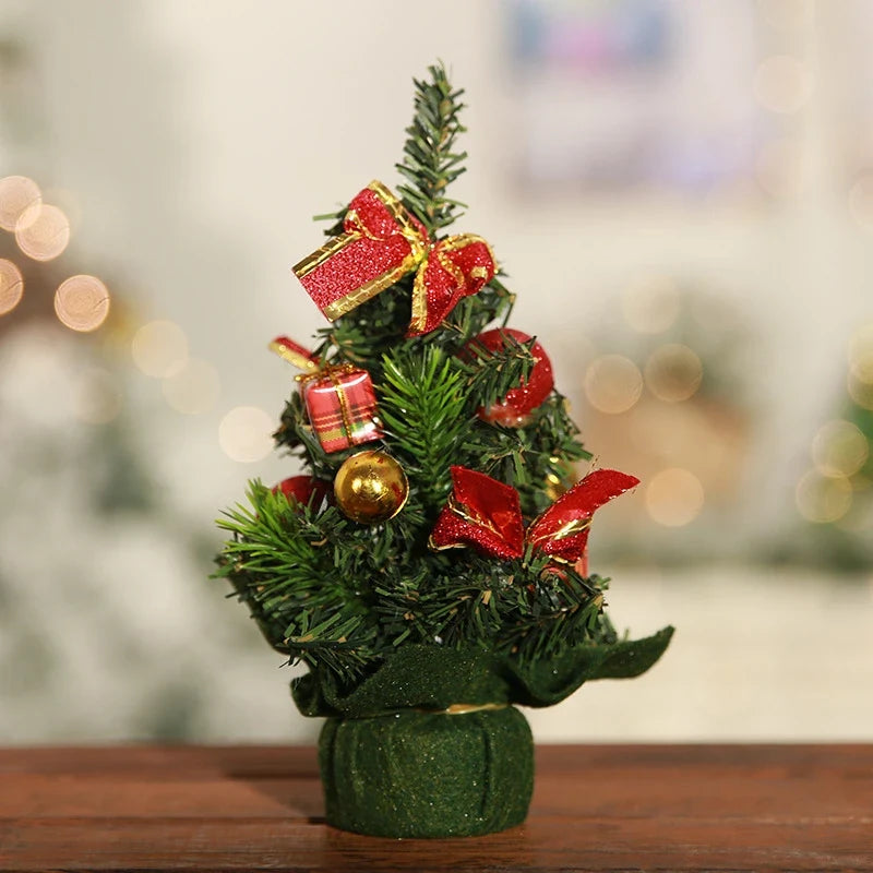 Mini Christmas Tree Tabletop Artificial with Decorations and Poinsettia Flowers - Image 10