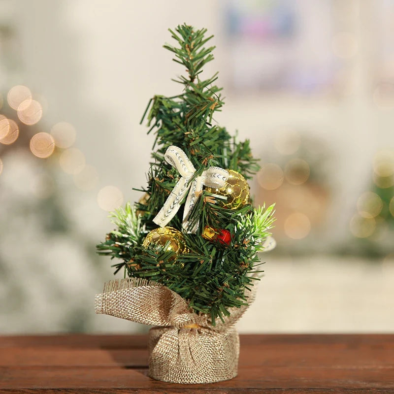 Mini Christmas Tree Tabletop Artificial with Decorations and Poinsettia Flowers - Image 7