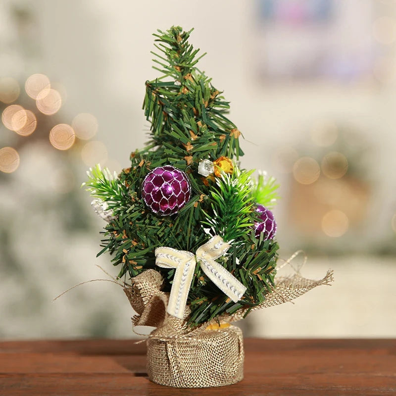 Mini Christmas Tree Tabletop Artificial with Decorations and Poinsettia Flowers - Image 8