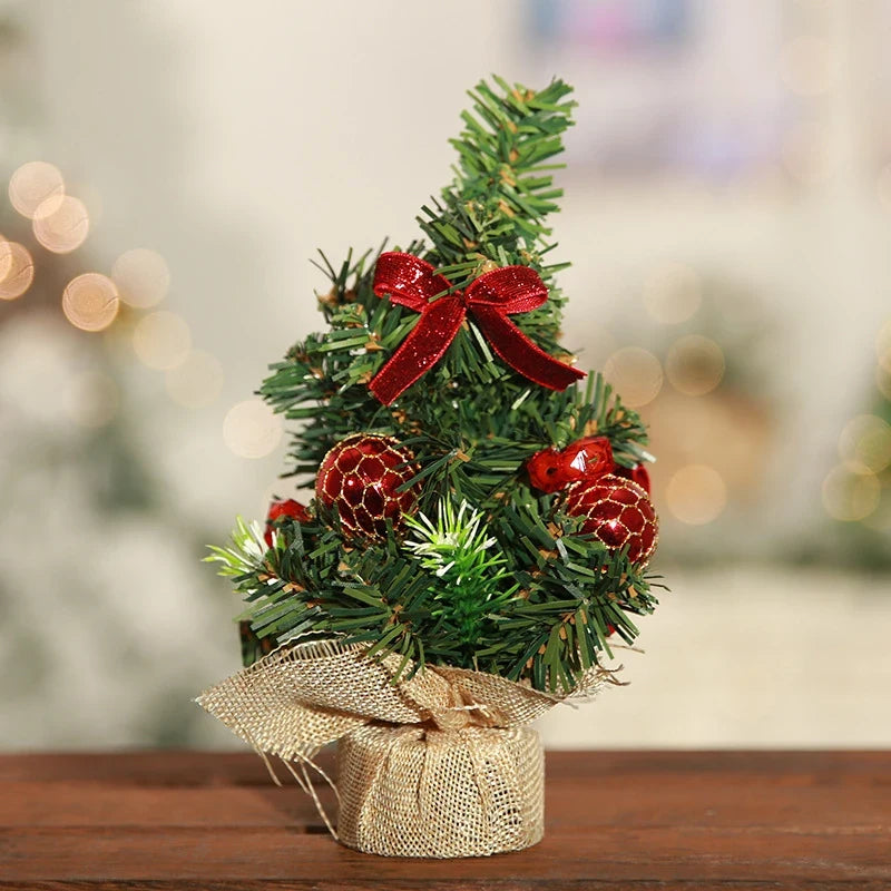 Mini Christmas Tree Tabletop Artificial with Decorations and Poinsettia Flowers - Image 9