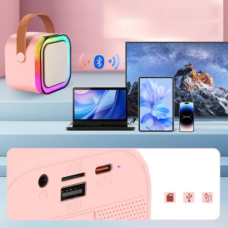Mini Karaoke Machine with Wireless Microphone and Portable Bluetooth Speaker - Image 12