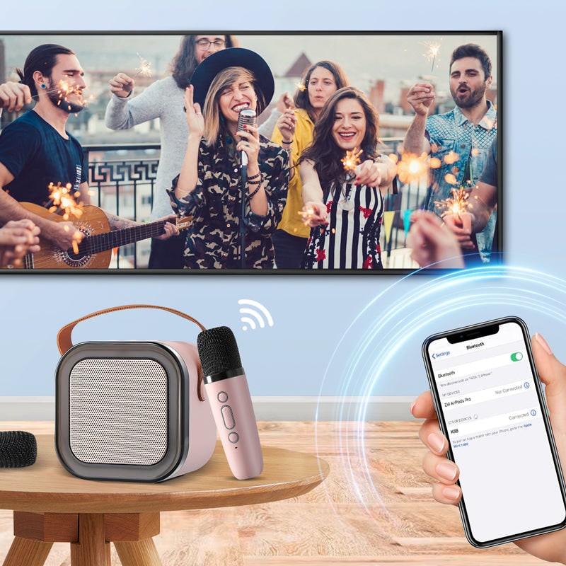 Mini Karaoke Machine with Wireless Microphone and Portable Bluetooth Speaker - Image 3