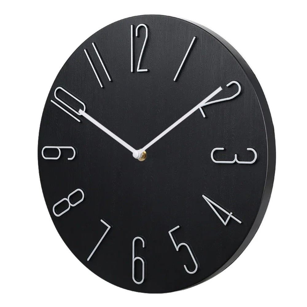 Modern Wall Clock Minimalist Silent Round Metal Numbers Raised Dial For Bedroom - Image 2