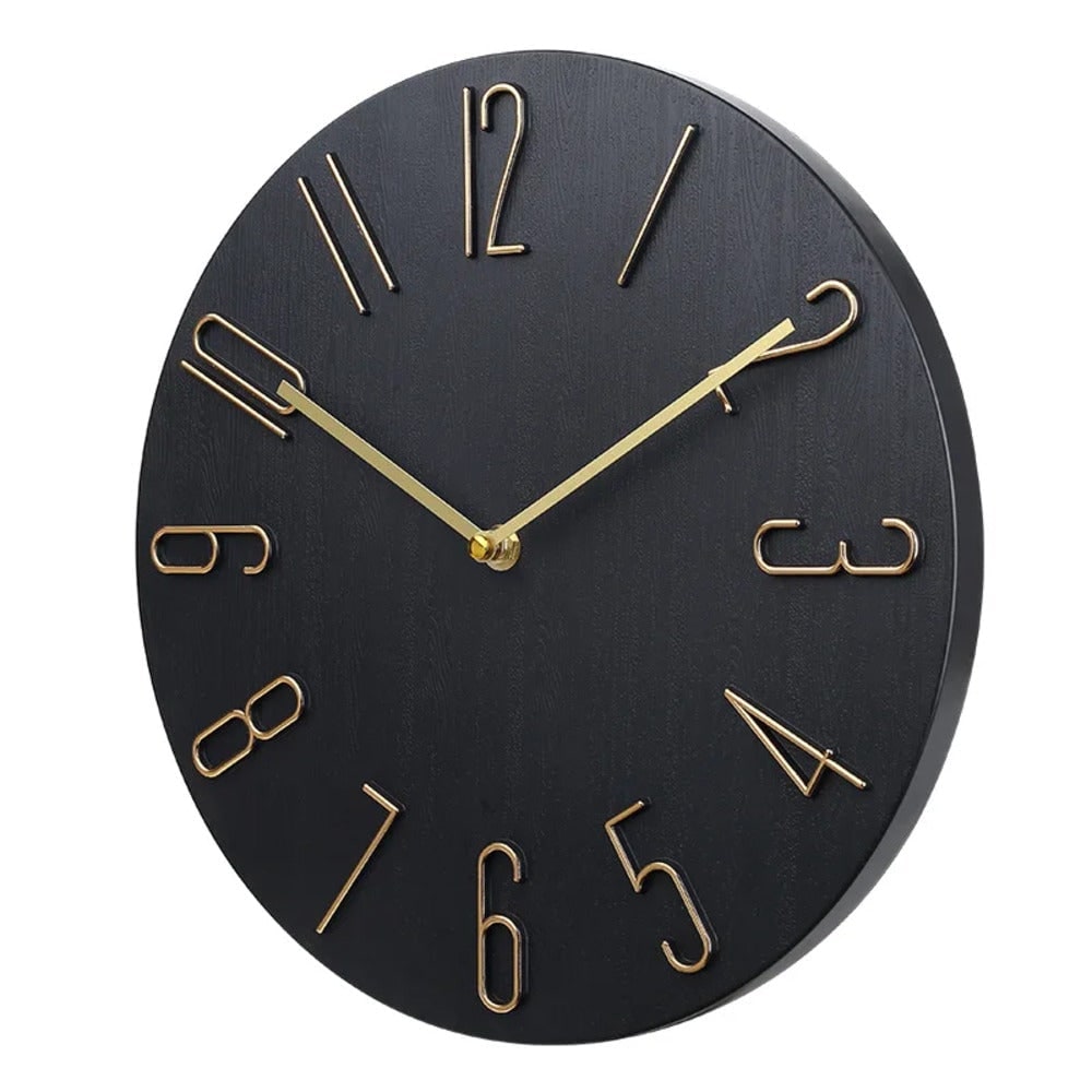 Modern Wall Clock Minimalist Silent Round Metal Numbers Raised Dial For Bedroom - Image 3