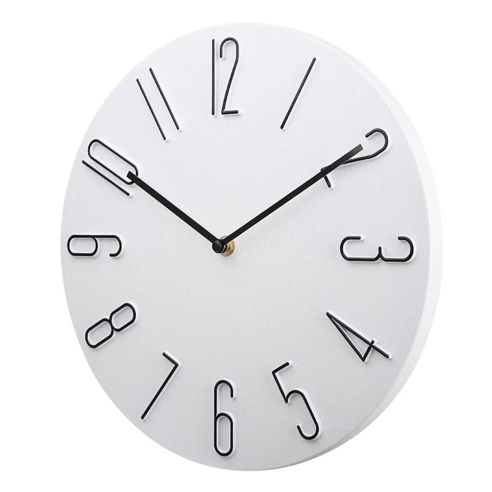 Modern Wall Clock Minimalist Silent Round Metal Numbers Raised Dial For Bedroom - Image 4