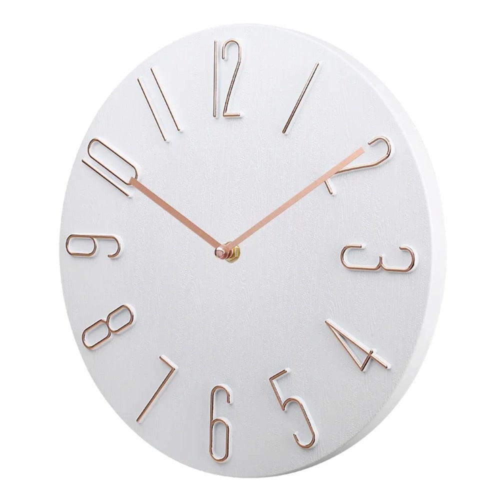 Modern Wall Clock Minimalist Silent Round Metal Numbers Raised Dial For Bedroom - Image 5
