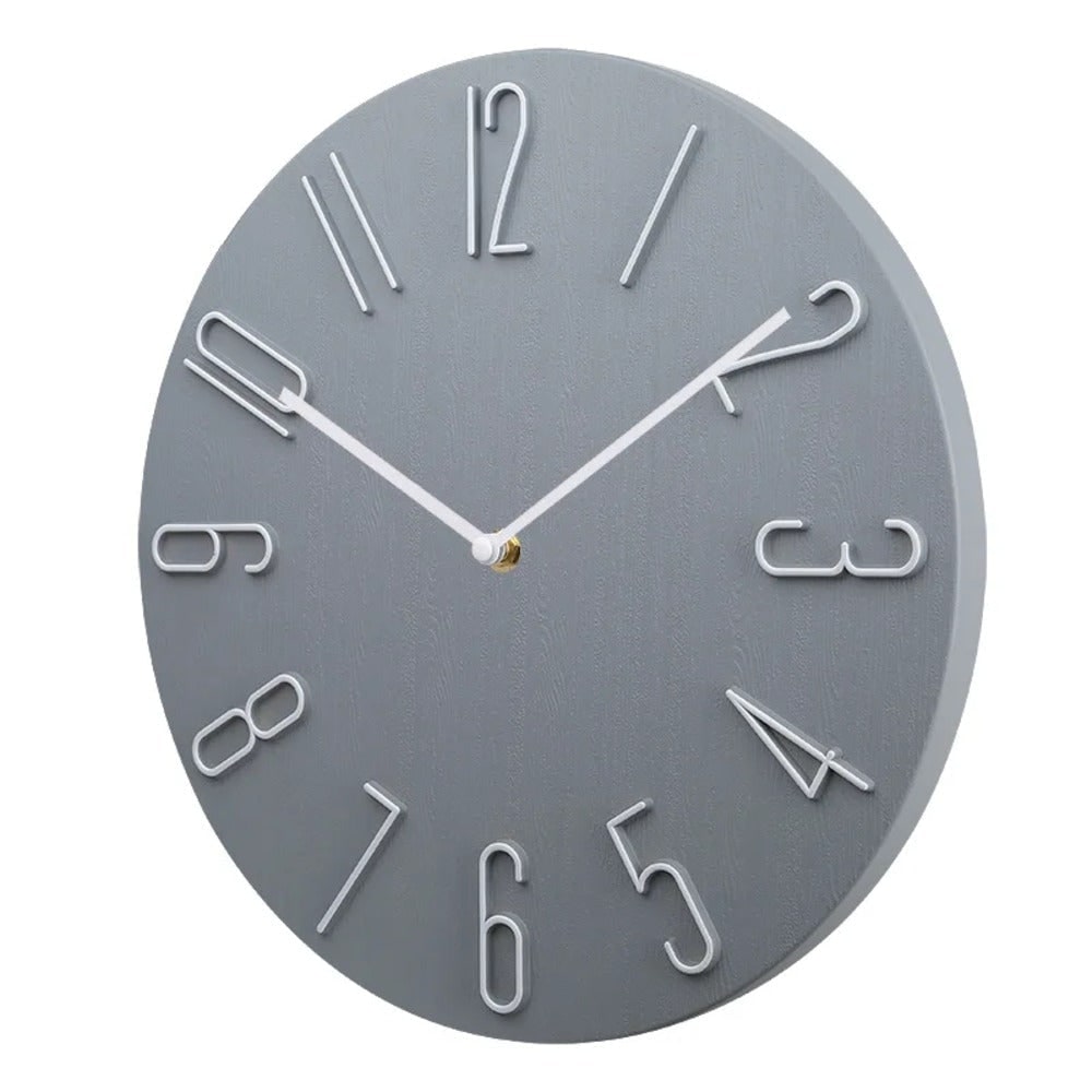 Modern Wall Clock Minimalist Silent Round Metal Numbers Raised Dial For Bedroom - Image 6
