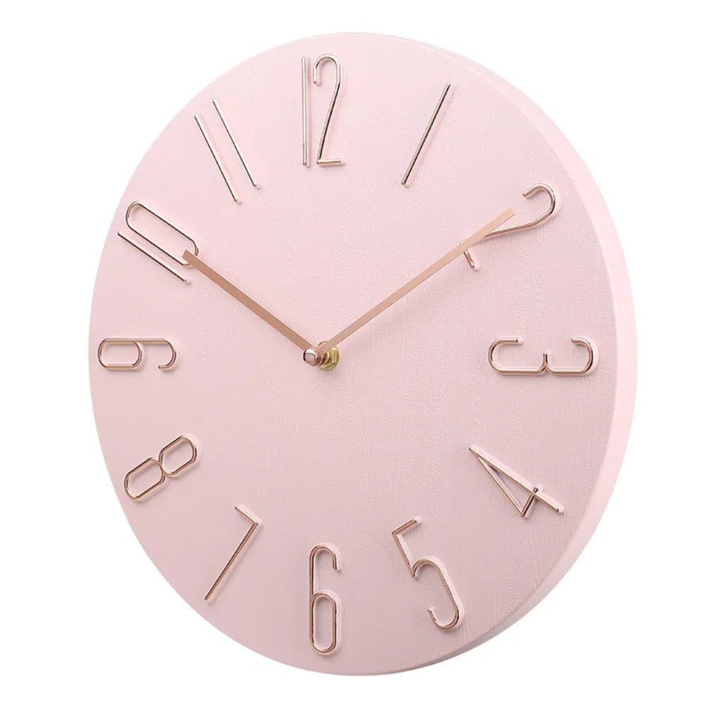 Modern Wall Clock Minimalist Silent Round Metal Numbers Raised Dial For Bedroom - Image 7