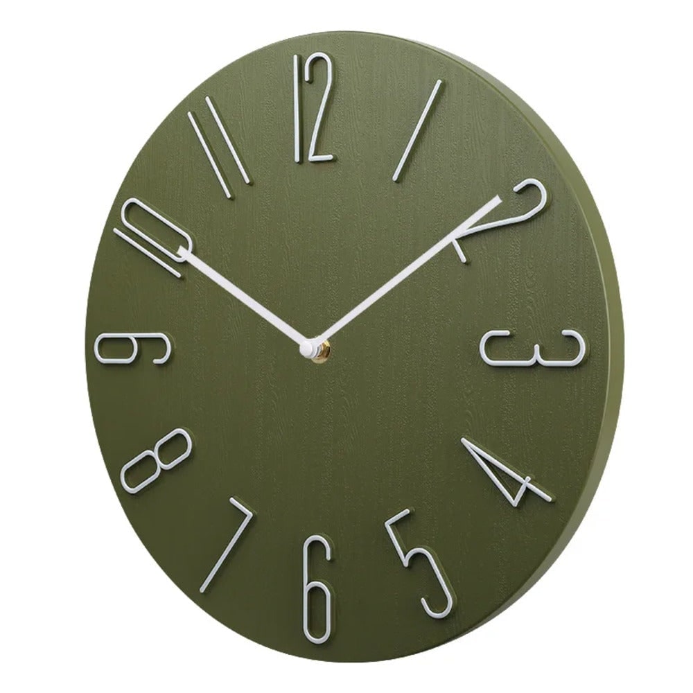 Modern Wall Clock Minimalist Silent Round Metal Numbers Raised Dial For Bedroom - Image 8