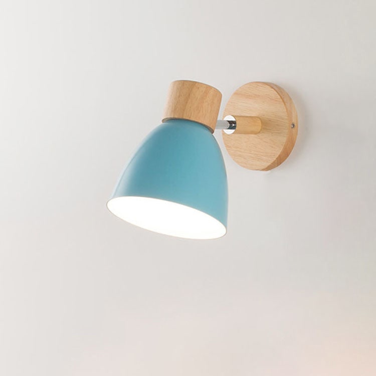 Modern Wall Sconce Light Adjustable Swivel Arm Wood Metal Shade Bedside - Image 13