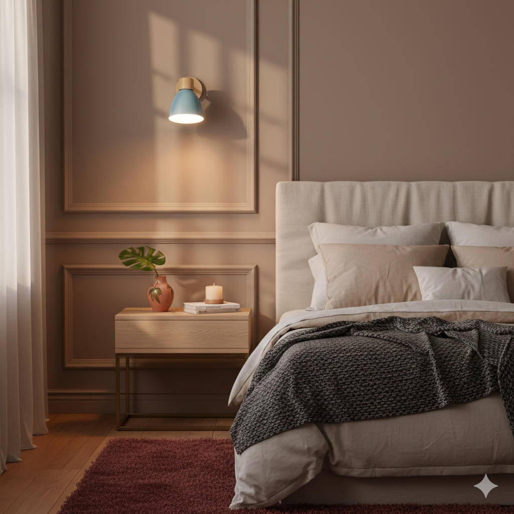 Modern Wall Sconce Light Adjustable Swivel Arm Wood Metal Shade Bedside - Image 14