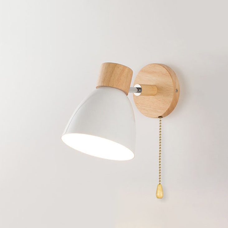 Modern Wall Sconce Light Adjustable Swivel Arm Wood Metal Shade Bedside - Image 17