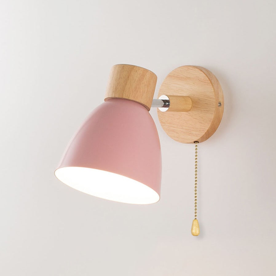 Modern Wall Sconce Light Adjustable Swivel Arm Wood Metal Shade Bedside - Image 19