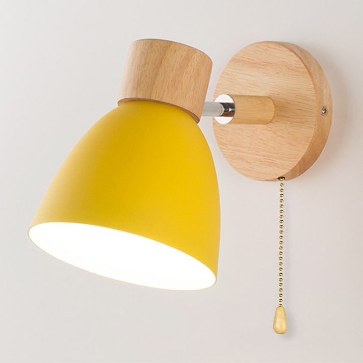 Modern Wall Sconce Light Adjustable Swivel Arm Wood Metal Shade Bedside - Image 21