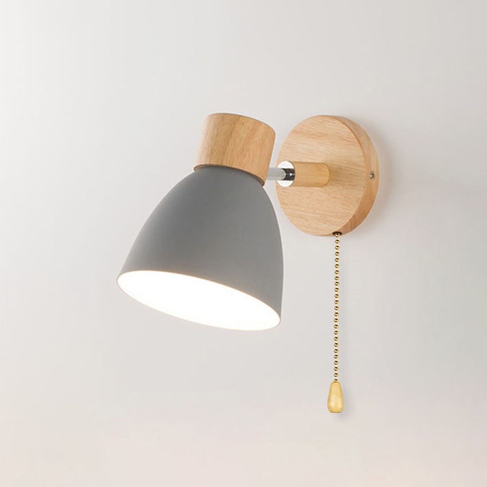 Modern Wall Sconce Light Adjustable Swivel Arm Wood Metal Shade Bedside - Image 23
