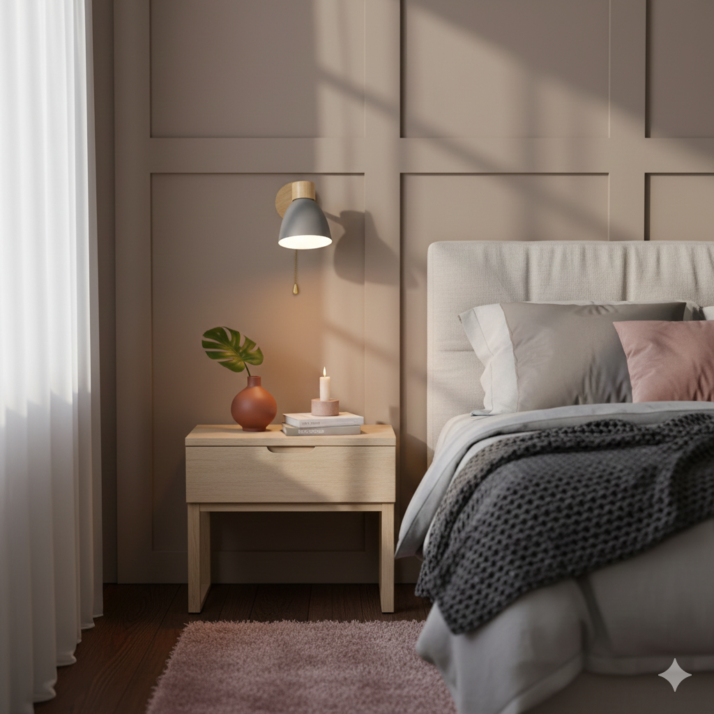 Modern Wall Sconce Light Adjustable Swivel Arm Wood Metal Shade Bedside - Image 24