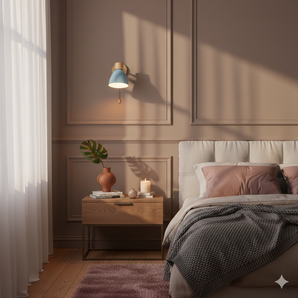 Modern Wall Sconce Light Adjustable Swivel Arm Wood Metal Shade Bedside - Image 26