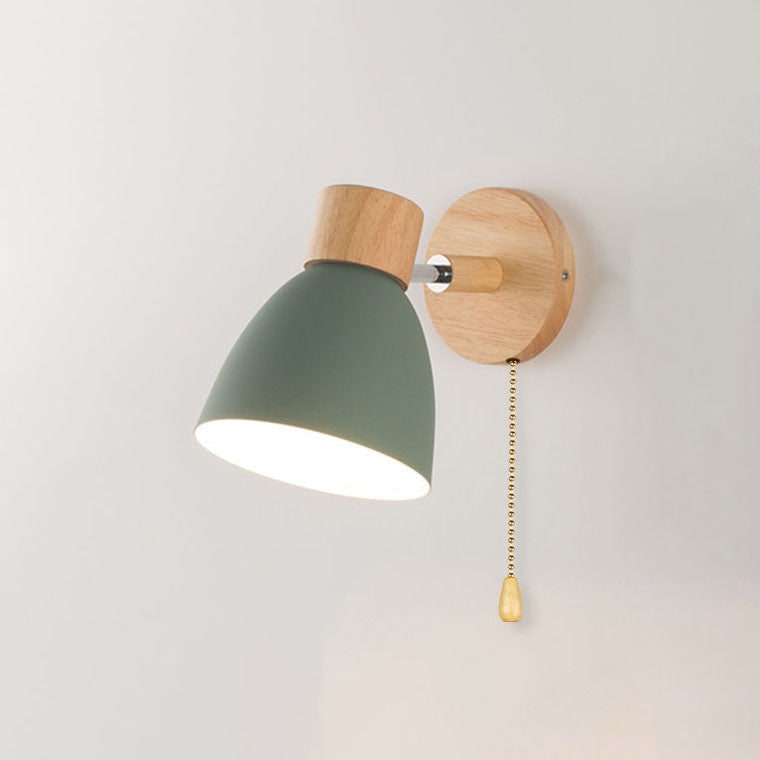 Modern Wall Sconce Light Adjustable Swivel Arm Wood Metal Shade Bedside - Image 27