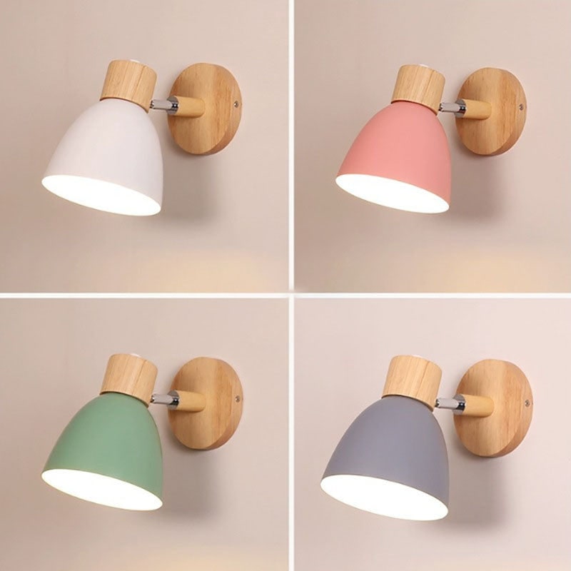 Modern Wall Sconce Light Adjustable Swivel Arm Wood Metal Shade Bedside - Image 30