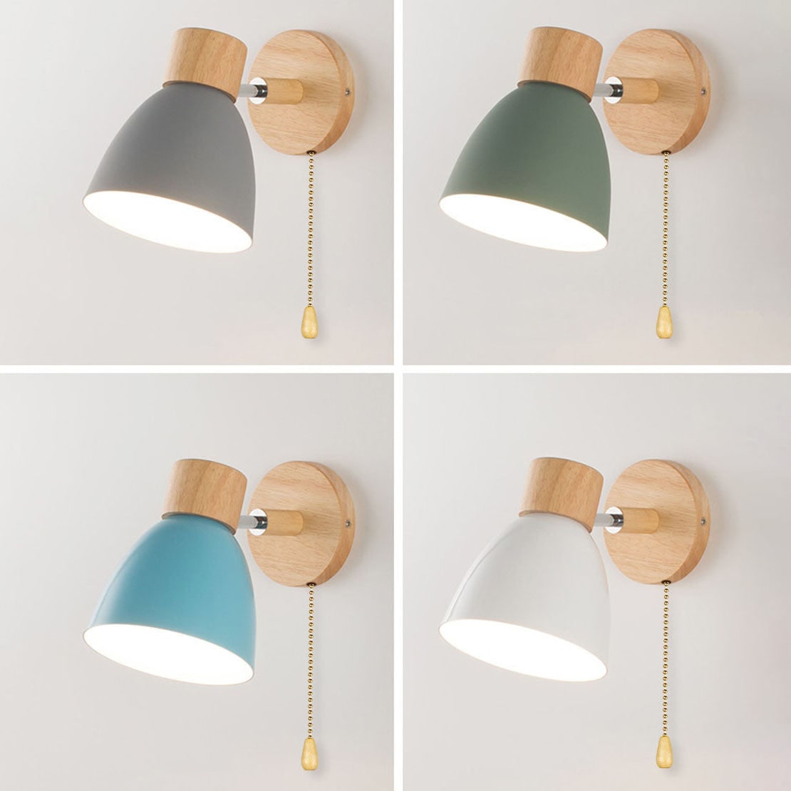 Modern Wall Sconce Light Adjustable Swivel Arm Wood Metal Shade Bedside - Image 31