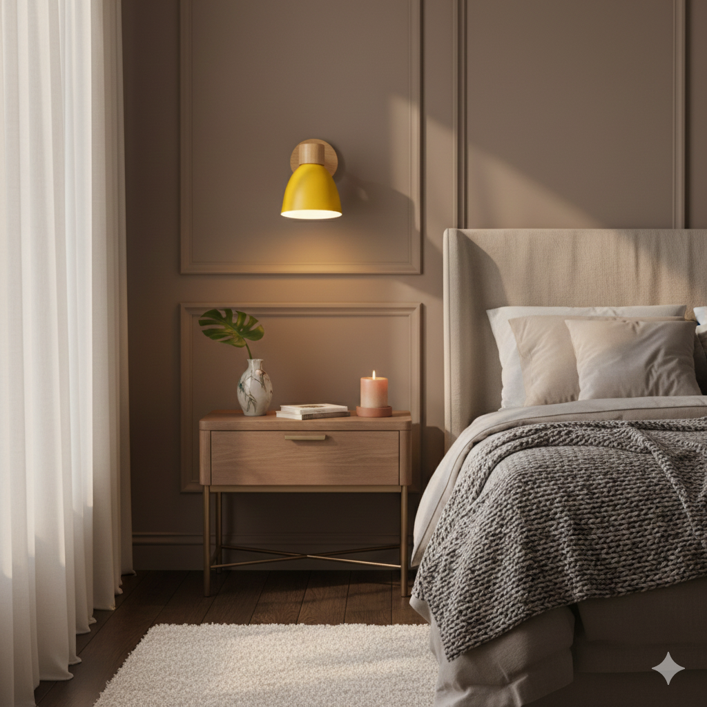 Modern Wall Sconce Light Adjustable Swivel Arm Wood Metal Shade Bedside - Image 6