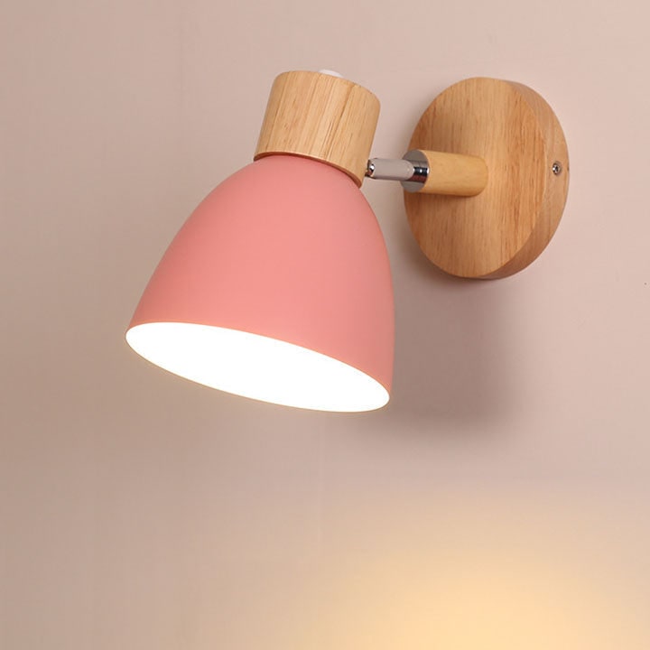 Modern Wall Sconce Light Adjustable Swivel Arm Wood Metal Shade Bedside - Image 9